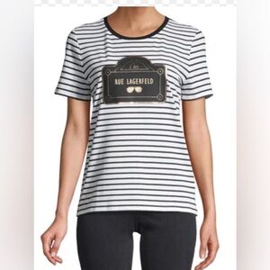 Karl Lagerfeld Paris Striped Rue Tee